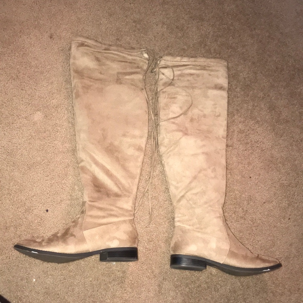 Nude Velvet Knew High Boots